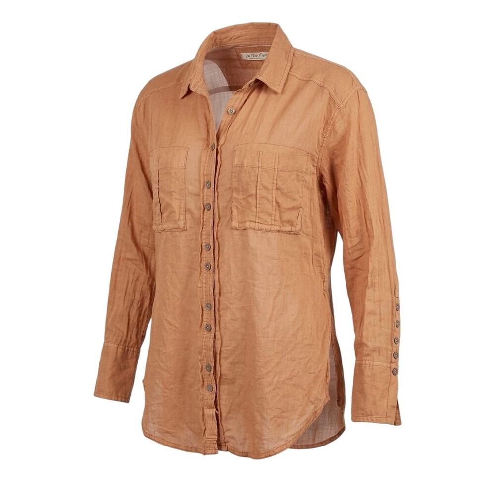 Free People We The Free One Of The Boys Oversized Cotton Shirt Terracotta XS NWT
